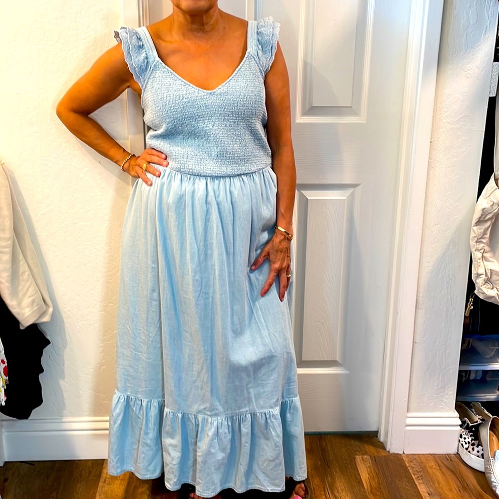 Denim smocked dress